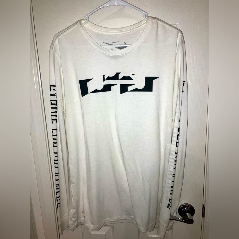 White LeBron James long sleeve shirt